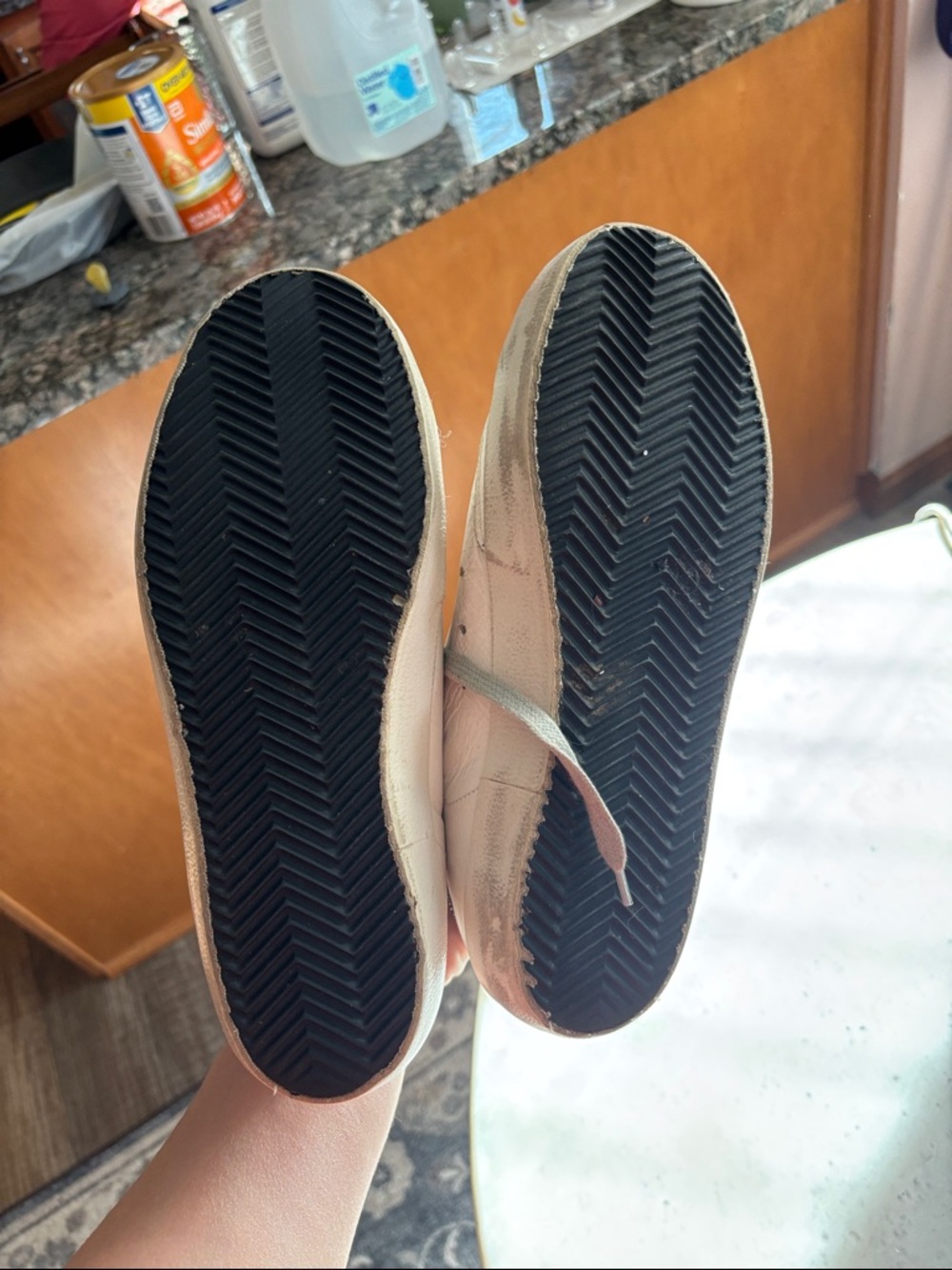 Golden Goose White Leather Sneakers with Black glitter Star Accent - Picture 5 of 5